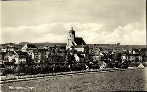 Ak Marienberg im Erzgebirge Sachsen, Stadtpanorama, Kirche