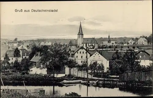 Ak Deutscheinsiedel im Erzgebirge, Gesamtansicht, Kirche