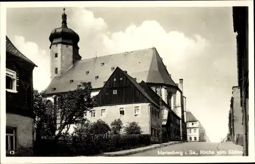 Ak Marienberg im Erzgebirge Sachsen, Kirche vom Süden