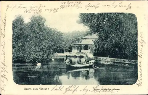 Ak Viersen in Nordrhein Westfalen, Kaiser Mühle, See, Ruderboot