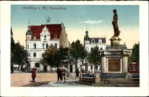 Ak Homberg Duisburg am Rhein, Bismarckplatz, Denkmal