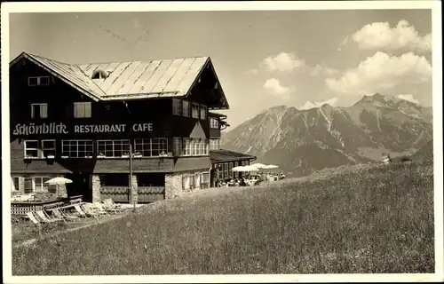 Ak Oberstdorf im Oberallgäu, Schönblick Restaurant Cafe, Berge