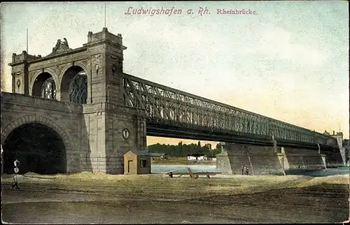 Ak Ludwigshafen am Rhein, Rheinbrücke