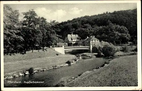 Ak Pforzheim im Schwarzwald, Kupferhammer, Fluss, Brücke