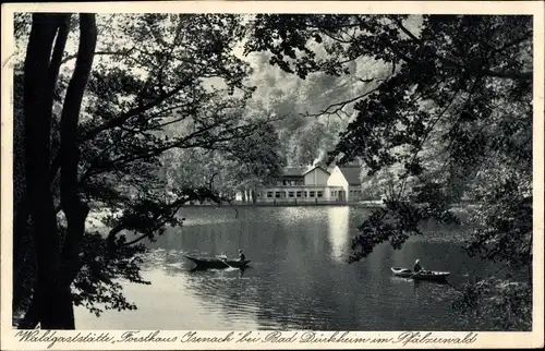 Ak Bad Dürkheim am Pfälzerwald, Forsthaus Isenach, See, Boote