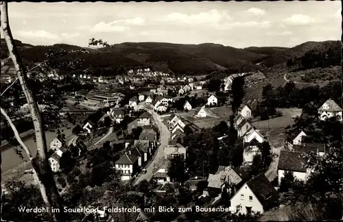 Ak Werdohl im Sauerland, Feldstraße mit Blick zum Bausenberg