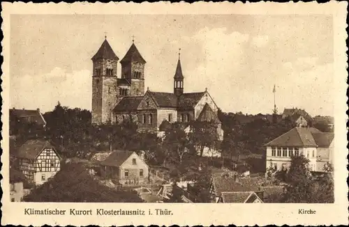 Ak Bad Klosterlausnitz in Thüringen, Kirche, Fachwerkhaus, Teilansicht