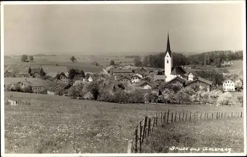 Foto Ak Amerang in Oberbayern, Kirche, Blick auf den Ort