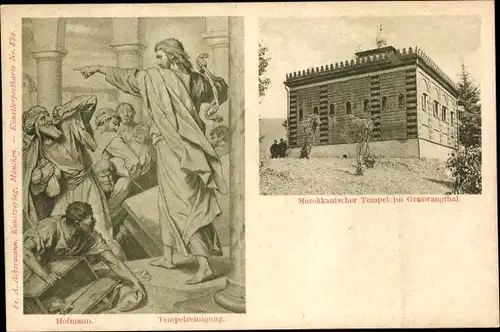 Ak Graswang Ettal Oberbayern, Marokkanischer Tempel, Graswangthal, Gemälde Hofmann Tempelreinigung