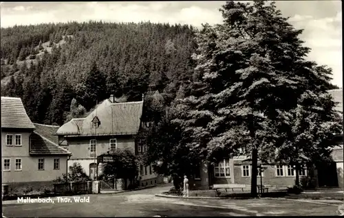 Ak Mellenbach Glasbach im Schwarzatal, Straßenpartie