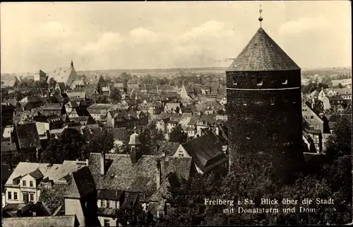 Ak Freiberg in Sachsen, Blick über die Stadt mit Donatsturm und Dom