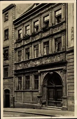 Ak Görlitz in der Lausitz, Biblisches Haus, Eingang, Straßenansicht