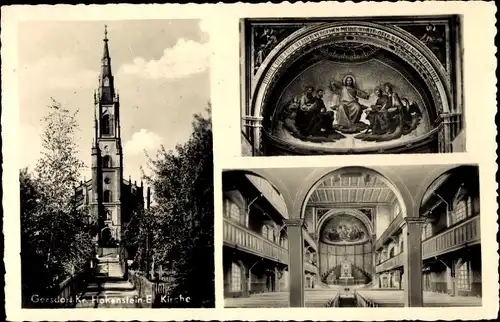 Ak Gersdorf in Sachsen, evangelische Kirche, Altar, Deckengemälde