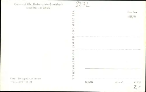 Ak Gersdorf in Sachsen, Erwin Hartsch Schule