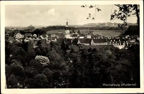 Ak Wechselburg in Sachsen, Muldental, Ortsansicht mit Kirche