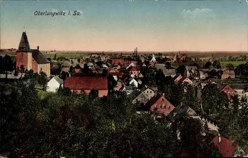 Ak Oberlungwitz in Sachsen, Blick auf Stadt und Kirche