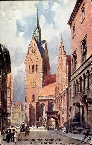 Künstler Ak Flower, Charles F., Hannover in Niedersachsen, Marktkirche, Altes Rathaus