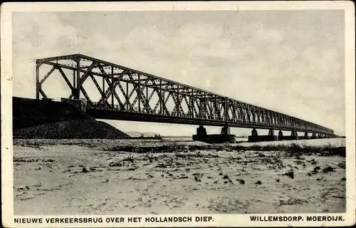 Ak Moerdijk Nordbrabant Niederlande, Willemsdorp, Nieuwe Verkeersbrug over het Hollandsch Diep