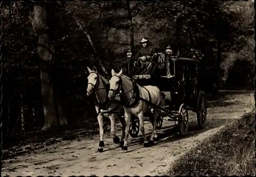Ak Thüringen, Die Postkutsche im Schwarzatal