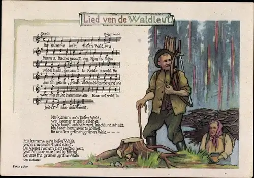 Lied Ak Lied ven de Waldleut, Hugo Herold, Forstwirtschaft, Mann mit Säge