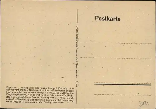 Lied Ak Kaufmann, Willy, De Kreizpolka, Erzgebirge