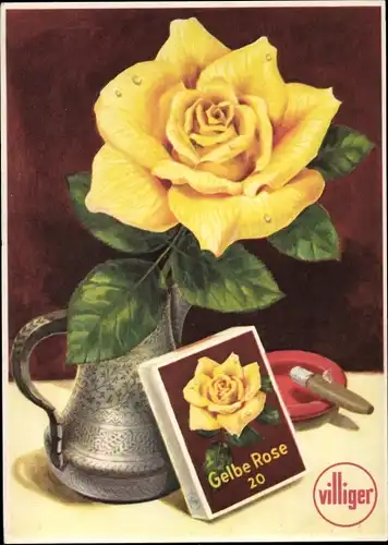 Ak Zigarre Gelbe Rose 20, Villiger, Reklame
