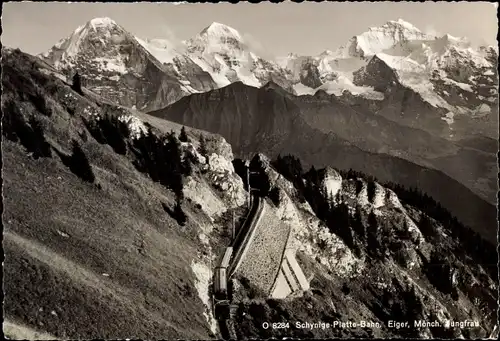 Ak Schynige Platte Kanton Bern, Zahnradbahn, Eiger, Mänch, Jungfrau