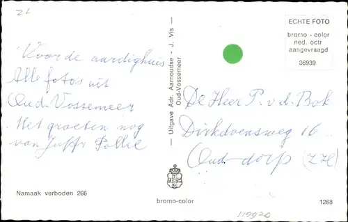 Ak Oud Vossemeer Zeeland Niederlande, N. H. Kerk, Huize Roosevelt, Gemeentehuis, Tracht