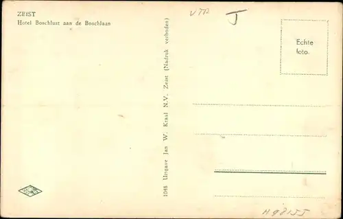 Ak Zeist Utrecht Niederlande, Hotel Boschlust aan de Boschlaan