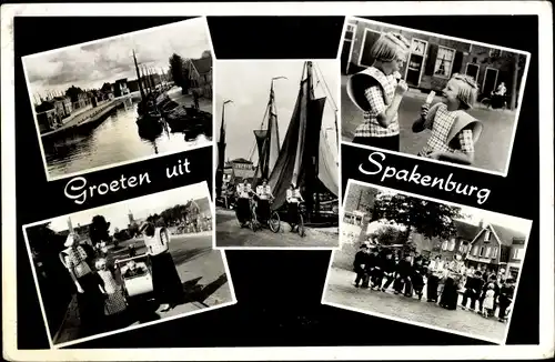 Ak Spakenburg Utrecht Niederlande, Kinder, Kinderwagen, Flusspartie