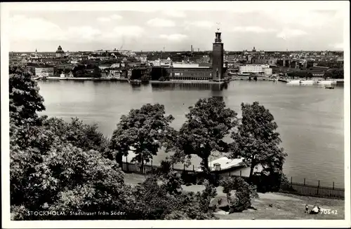 Ak Stockholm Schweden, Stadshuset fran Söder