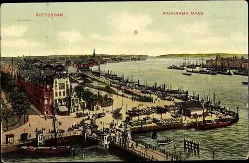 Ak Rotterdam Südholland Niederlande, Panorama Maas