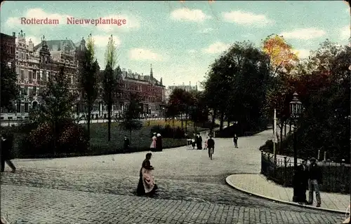 Ak Rotterdam Südholland Niederlande, Promenade, Nieuweplantage, Radfahrer