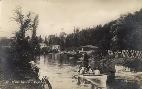 Ak Konstantinopel Istanbul Türkei, Bosphore, Eaux douces a'Asie, Ruderpartie, Fluss