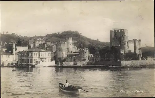 Ak Konstantinopel Istanbul Türkei, Chateaux d'Asie, Festung, Ruderboot