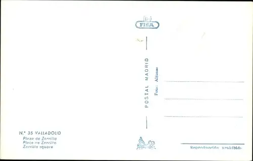 Ak Valladolid Kastilien und Leon, Plaza de Zorritto