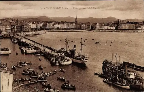 Ak Donostia San Sebastian Baskenland, Vista general del Puerto