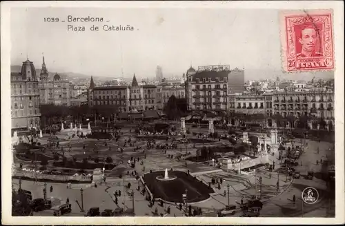 Ak Barcelona Katalonien Spanien, Plaza de Cataluna