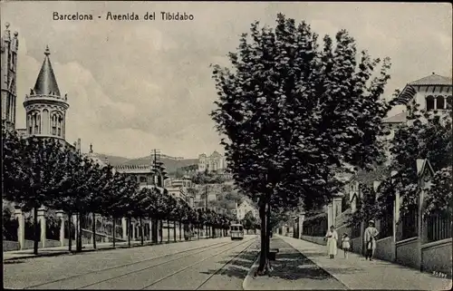 Ak Barcelona Katalonien Spanien, Avenida del Tibidabo