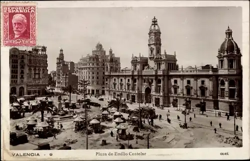 Ak Valencia Stadt Spanien, Plaza de Emilio Castelar