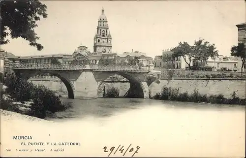 Ak Murcia Stadt Spanien, El Puente y la Catedral