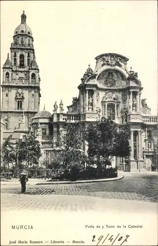 Ak Murcia Stadt Spanien, Portada y Torre de la Catedral