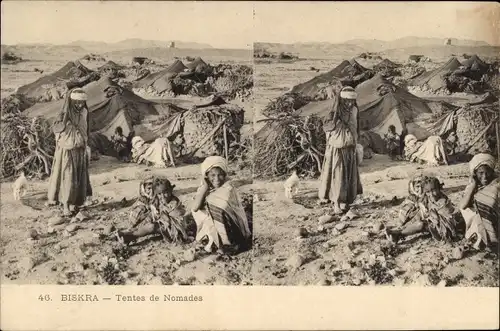 Stereo Ak Biskra Algerien, Tentes de Nomades