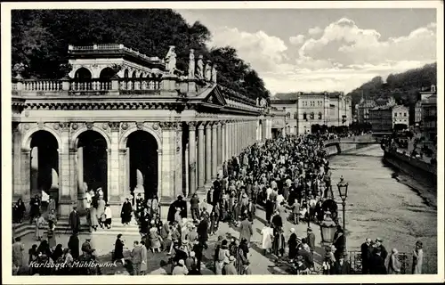 Ak Karlovy Vary Karlsbad Stadt, Mühlbrunnen Kolonnade