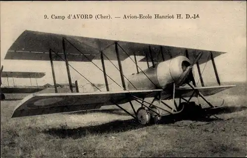 Ak Camp d'Avord Cher, Avion Ecole Hanroit H D 14, Biplan, Schulflugzeug