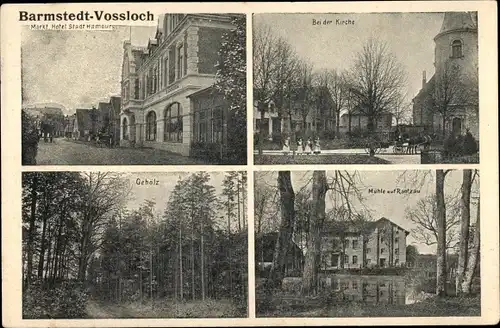 Ak Vossloch Bokholt Hanredder Schleswig Holstein, Hotel Stadt Hamburg, Mühle auf Rantzau, Gehölz