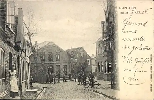 Ak Lunden in Dithmarschen, Straßenpartie