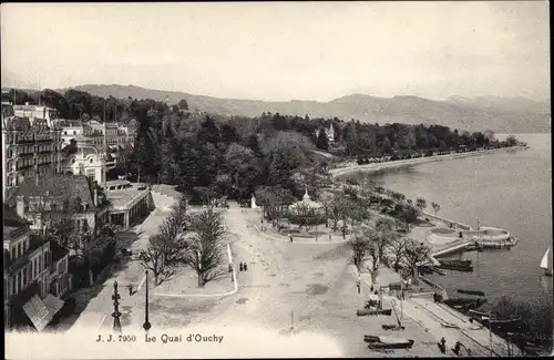 Ak Ouchy Lausanne Kt. Waadt, vue générale du Quay