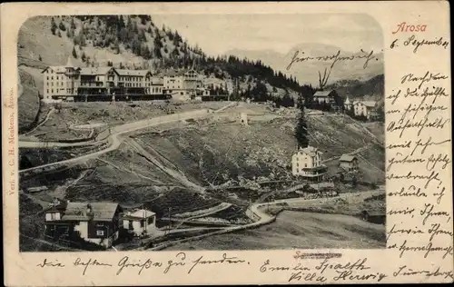 Ak Arosa Kanton Graubünden Schweiz, Blick auf den Ort, Hotels