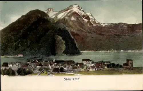 Ak Stansstad Kanton Nidwalden, Panorama vom Ort, Gebirge